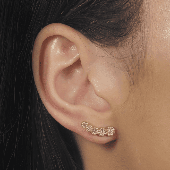 Brinco Dourado Ear Cuff 5 Pedras Zircônia - Imagem 2
