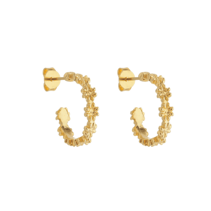 Brinco Dourado de Argola Formato de Flor - Imagem 1