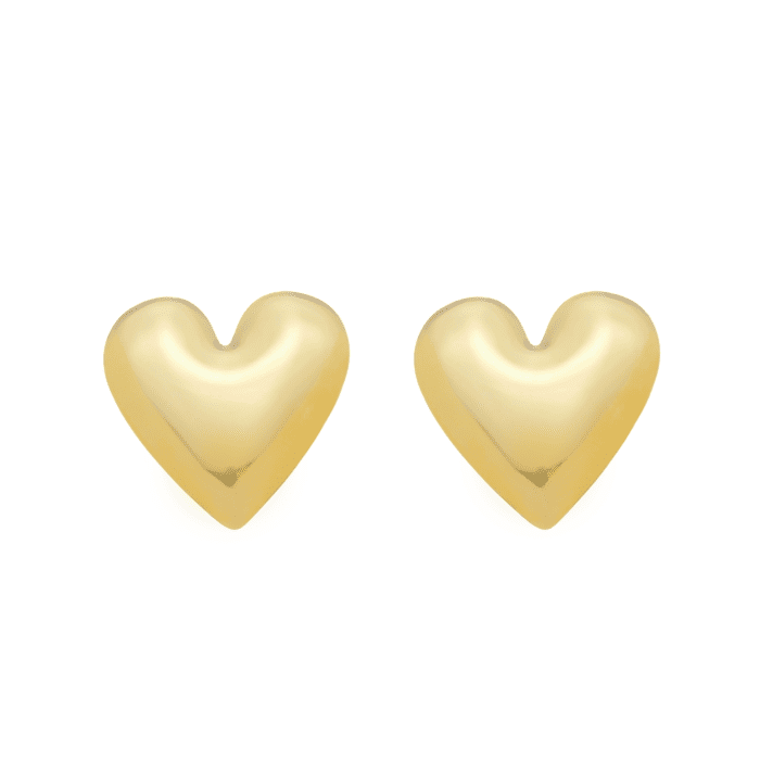 Brinco Dourado de Coração Liso - Imagem 1