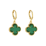 Brinco Dourado de Trevo com Zircônia Verde
