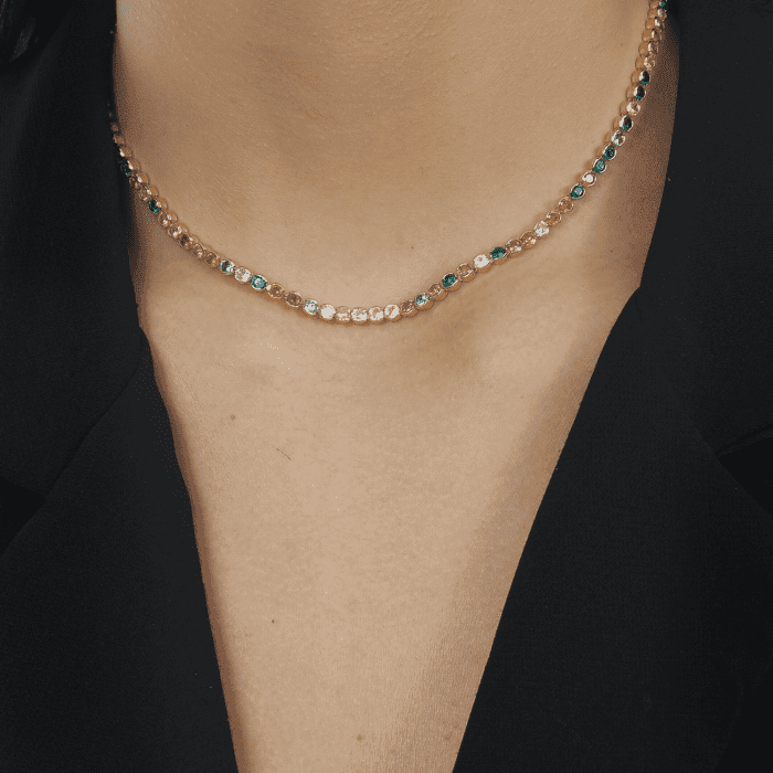 Colar Dourado Chocker Riviera Pedras Coloridas - Imagem 2