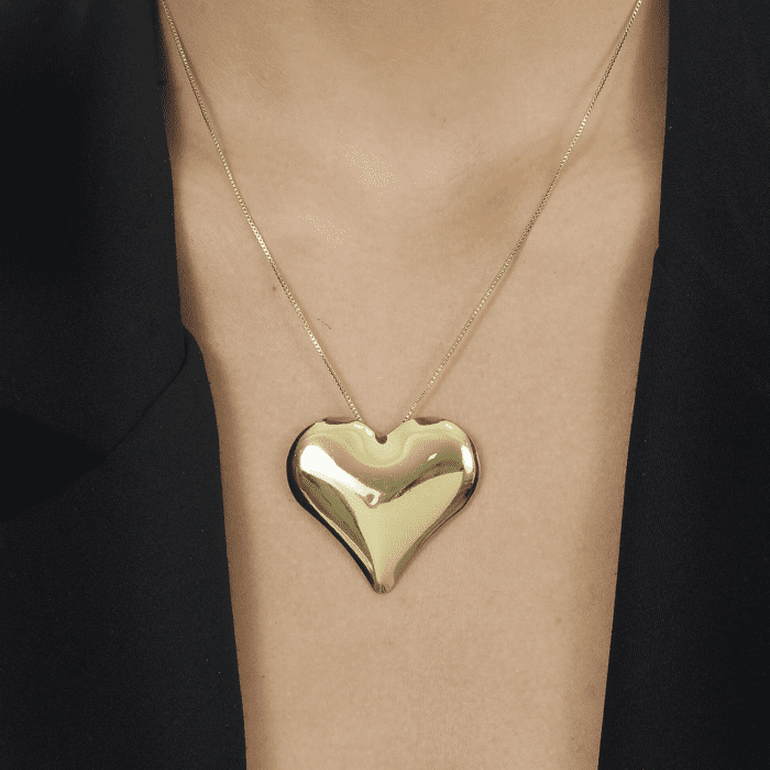 Colar Dourado de Coração Liso - Imagem 2