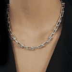Colar Prateado Chocker Corrente Elos Largos - Imagem 2