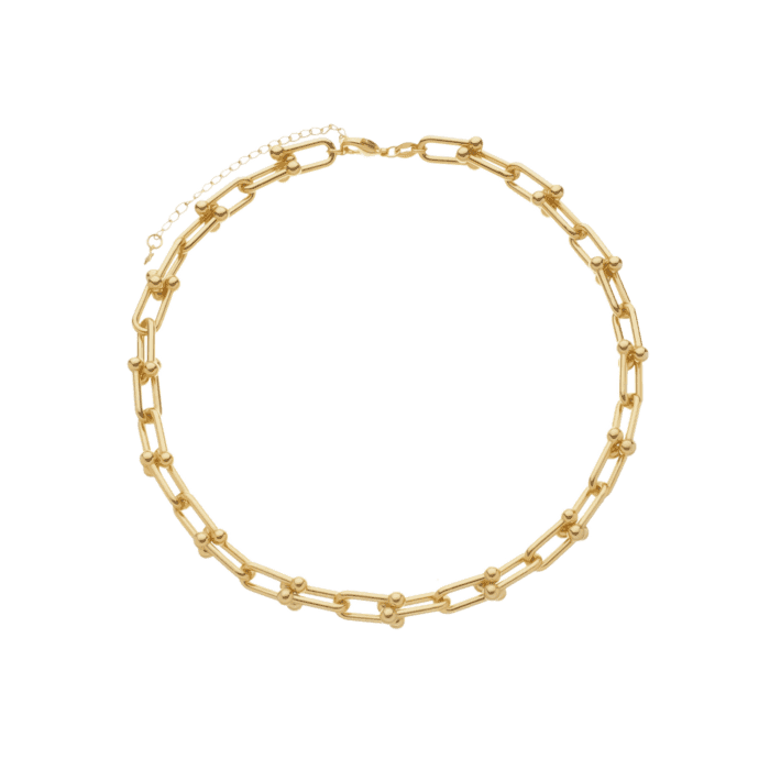 Colar Dourado Chocker Corrente Elos Largos - Imagem 1