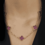 Colar Dourado 5 Trevos Rosa - Imagem 2