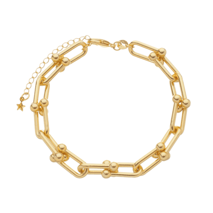Pulseira Dourada Corrente Elos Largos - Imagem 1