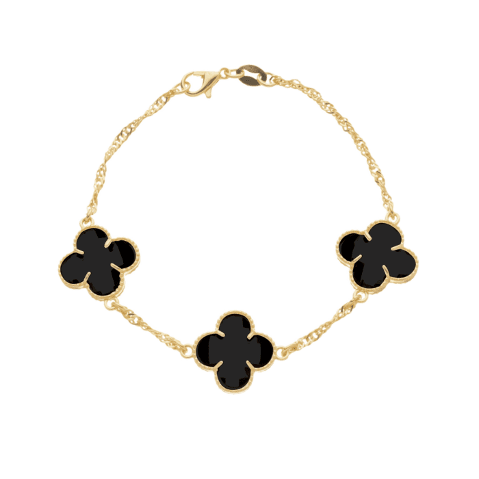 Pulseira Trevos Van Cleef Preta - Imagem 1