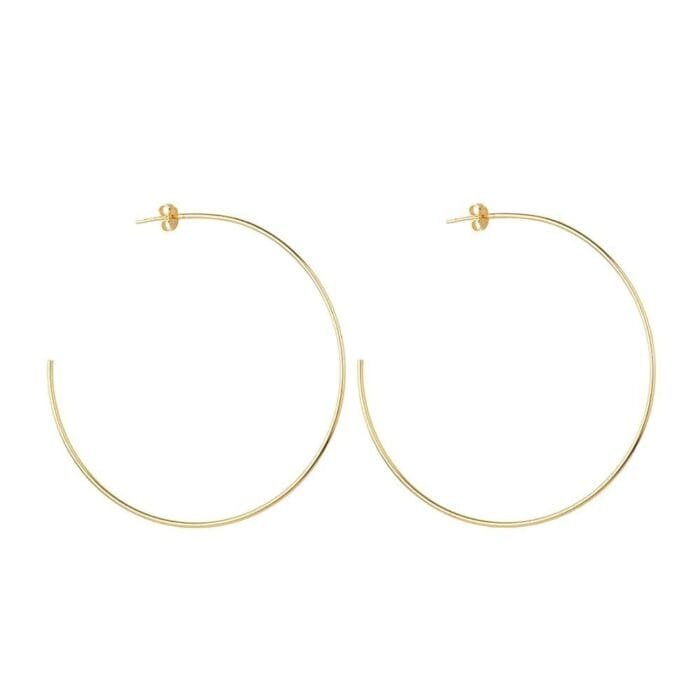 Brinco Dourado de Argola Fina Lisa Grande - Imagem 1