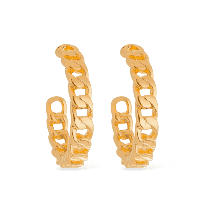 Brinco Dourado de Argola Formato Corrente Médio - Imagem 1