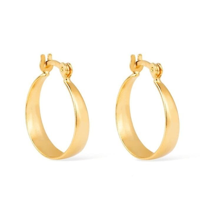 Brinco Dourado de Argola Média Lisa Chapada - Imagem 1