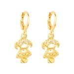 Brinco Dourado de Argolinha Filha Menina Pedras Zircônia