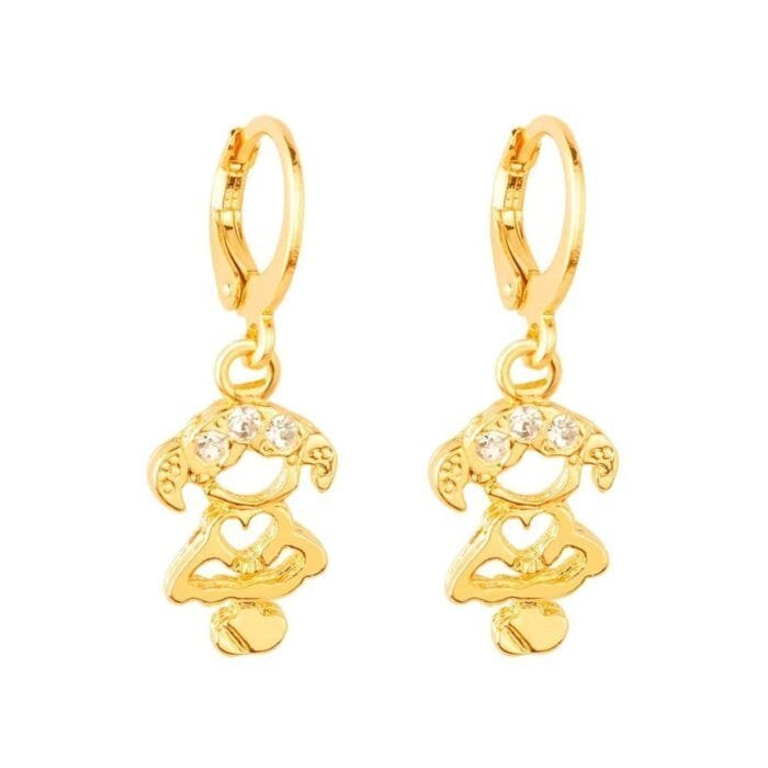 Brinco Dourado de Argolinha Filha Menina Pedras Zircônia - Imagem 1