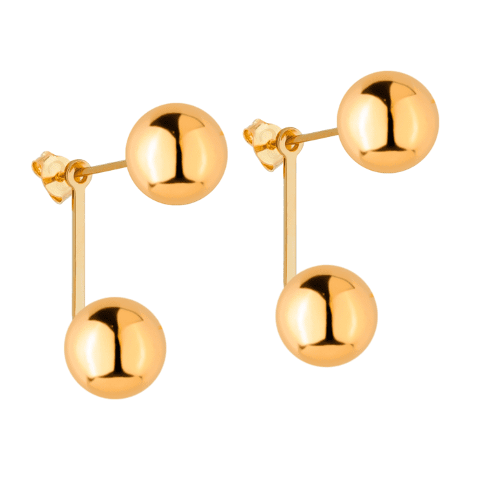 Brinco Dourado de Bola Duplo - Imagem 1