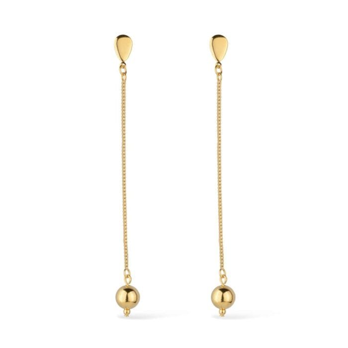 Brinco Dourado de Corrente com Bola - Imagem 1