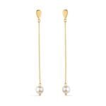 Brinco Dourado de Corrente com Pérola