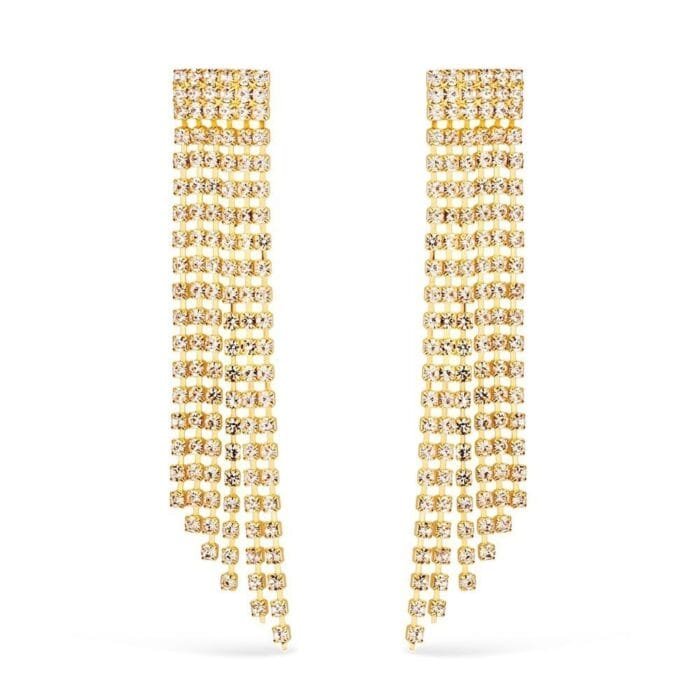 Brinco Dourado de Luxo com 123 Pedras de Strass - Imagem 1