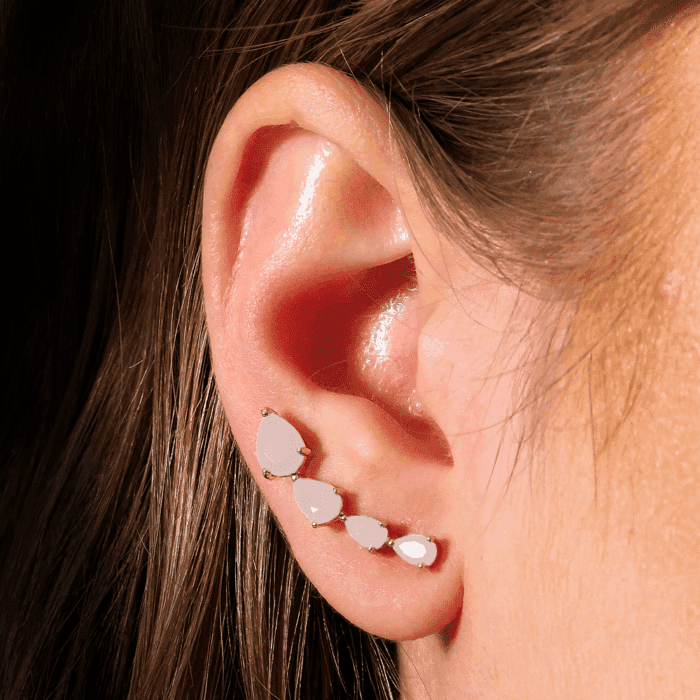 Brinco Dourado Ear Cuff Cristal Gota - Imagem 2