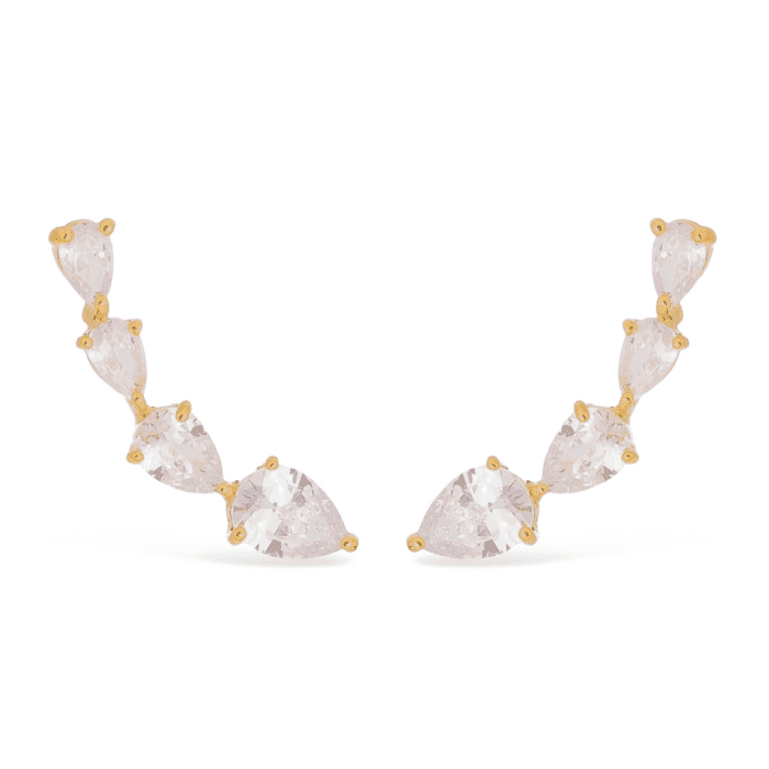 Brinco Dourado Ear Cuff Cristal Gota - Imagem 1