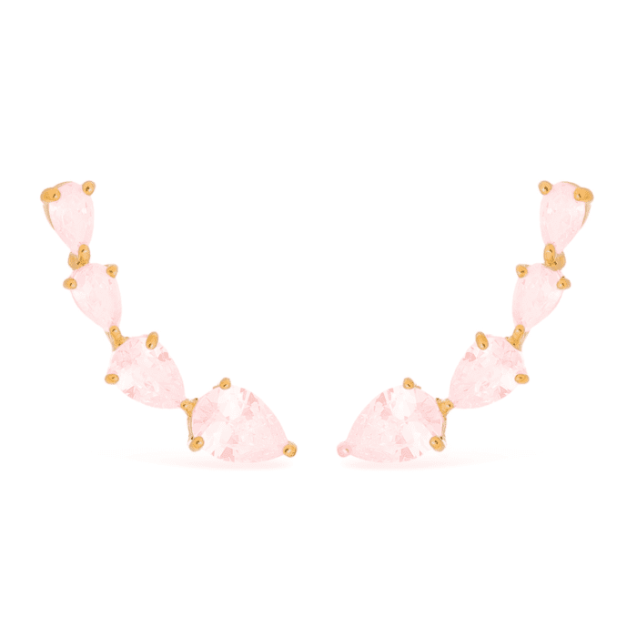 Brinco Dourado Ear Cuff Rosa Gota - Imagem 1