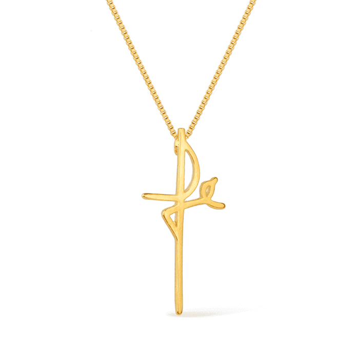 Colar Dourado de Cruz Fé - Imagem 1