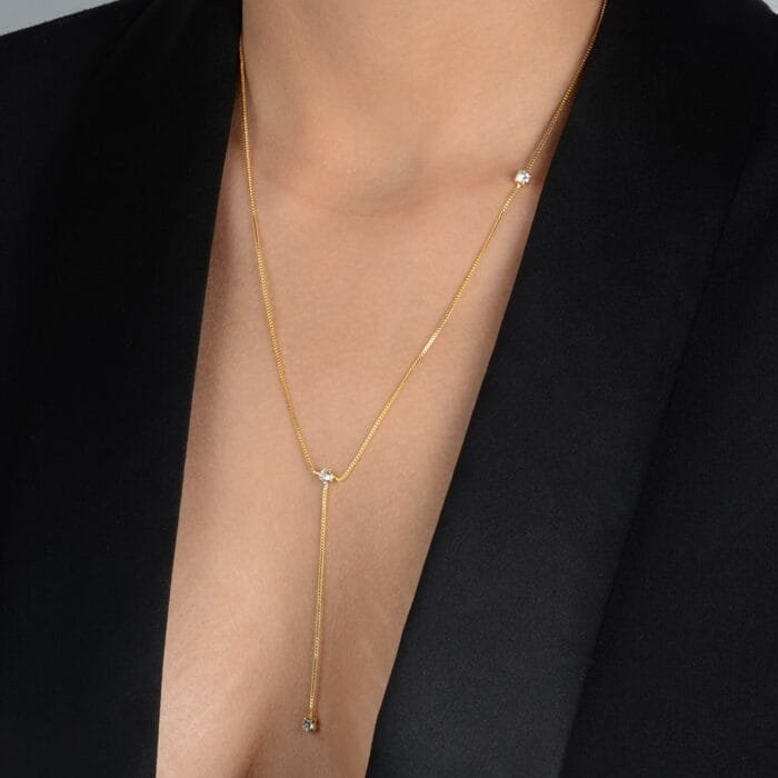 Colar Dourado Gravatinha com Pontos de Luz - Imagem 2