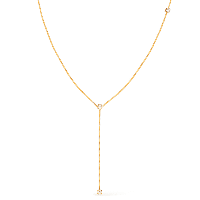Colar Dourado Gravatinha com Pontos de Luz - Imagem 1