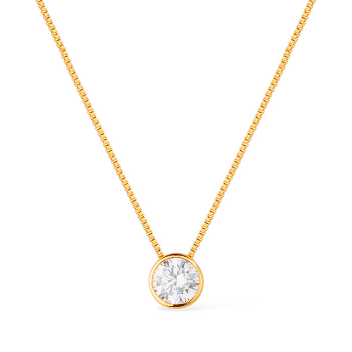 Colar Dourado Zircônia Ponto de Luz - Imagem 1