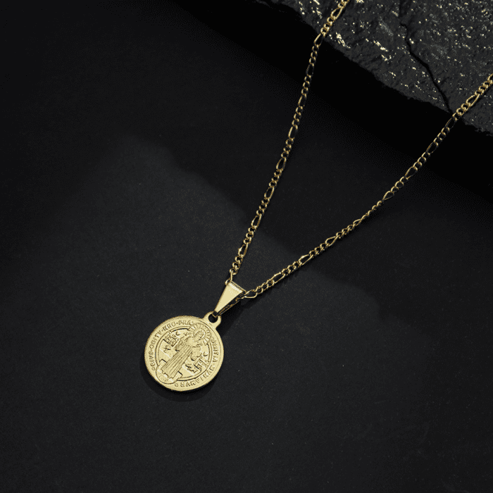 Pingente Dourado Medalha de São Jorge - Imagem 3