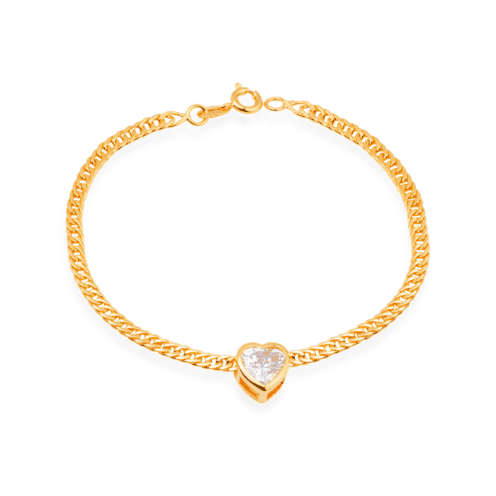 Pulseira Prateada com Pedra de Coração em Zircônia - Imagem 3