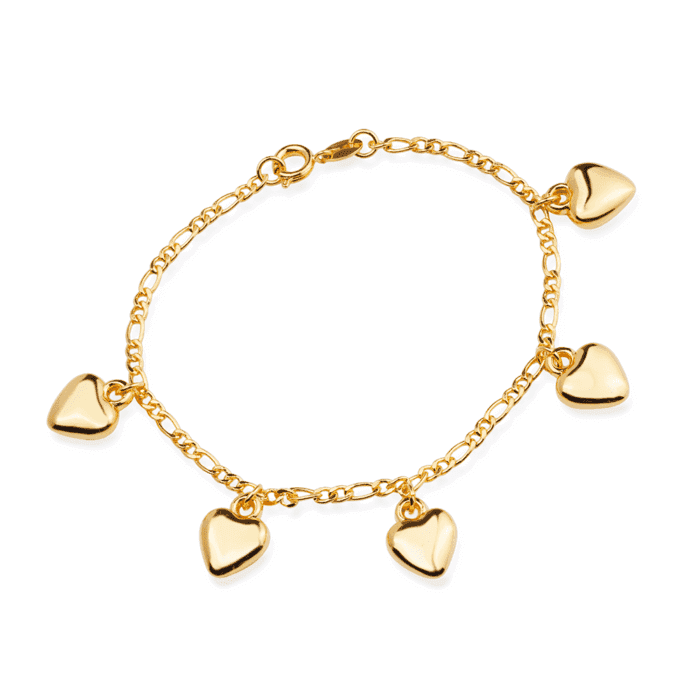 Pulseira Prateada com Pingentes de Coração - Imagem 3