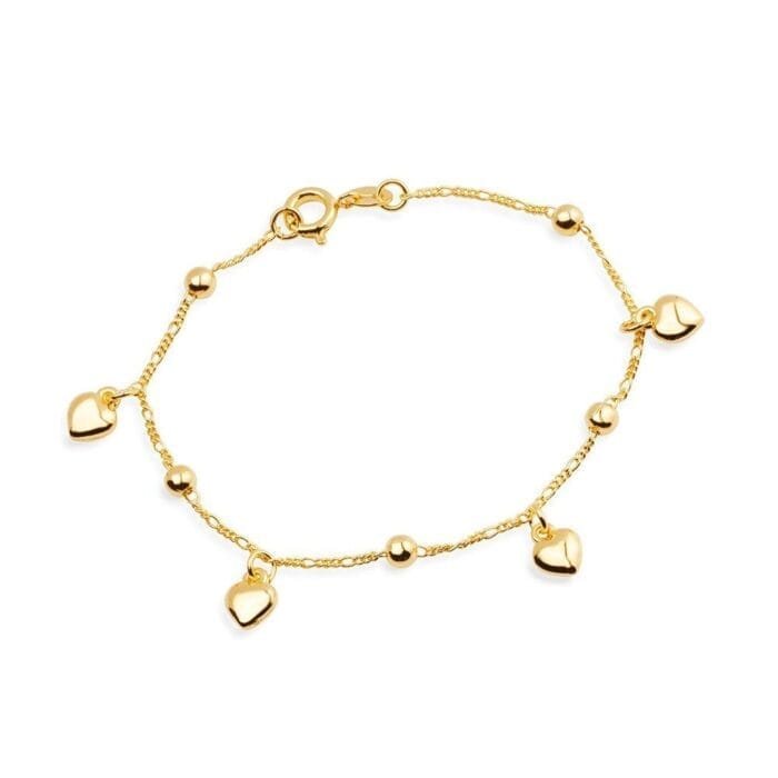 Pulseira Prateada com Pingentes de Coração e Esferas - Imagem 3