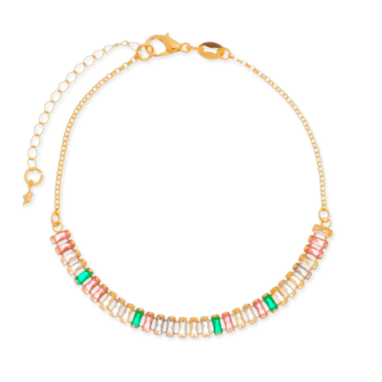 Pulseira Dourada de Pedras Coloridas
