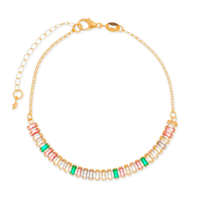 Pulseira Dourada de Pedras Coloridas - Imagem 1