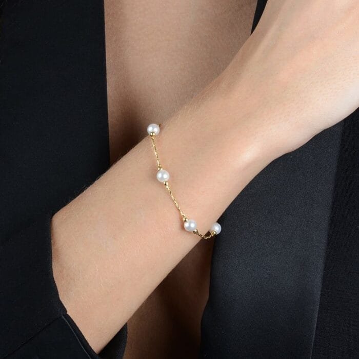 Pulseira Dourada de Pérolas - Imagem 2