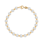 Pulseira Dourada de Pérolas e Bolinhas
