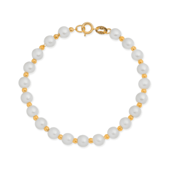 Pulseira Dourada de Pérolas e Bolinhas - Imagem 1
