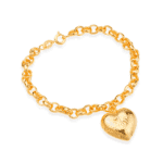 Pulseira Prateada Elo Português com Coração - Imagem 3