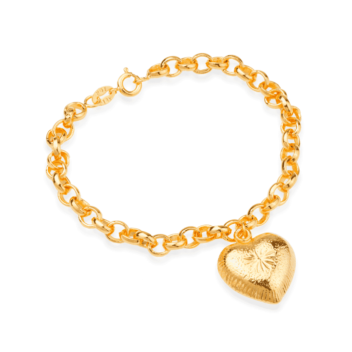 Pulseira Prateada Elo Português com Coração - Imagem 3