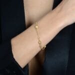 Pulseira Prateada Elo Português com Esferas - Imagem 4