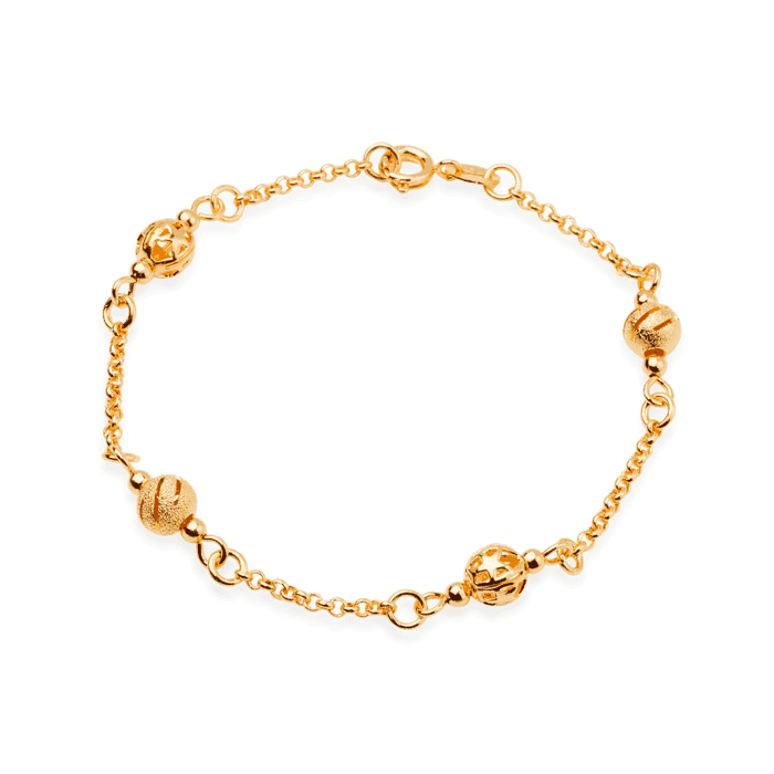 Pulseira Prateada Elo Português com Esferas - Imagem 3
