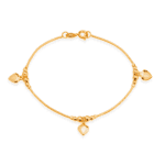 Pulseira Prateada Lisa com 3 Pingentes de Coração - Imagem 3