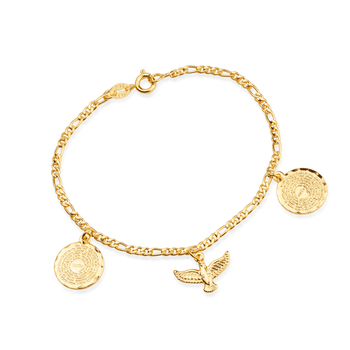 Pulseira Prateada Religiosa Pai Nosso e Espírito Santo - Imagem 4