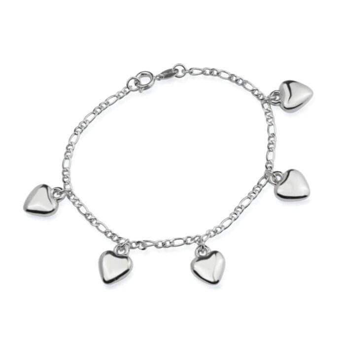 Pulseira Prateada com Pingentes de Coração - Imagem 1