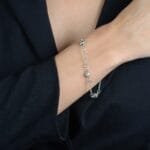 Pulseira Prateada Elo Português com Esferas - Imagem 2