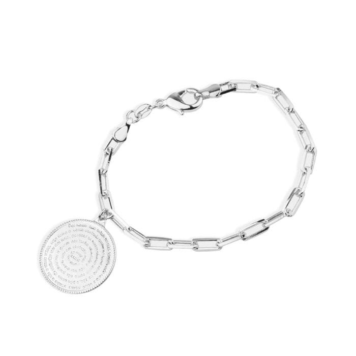 Pulseira Prateada Religiosa com Medalha de Oração - Imagem 1