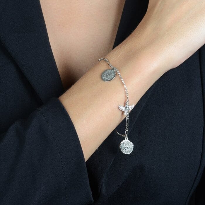 Pulseira Prateada Religiosa Pai Nosso e Espírito Santo - Imagem 2
