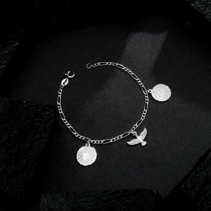 Pulseira Prateada Religiosa Pai Nosso e Espírito Santo - Imagem 3