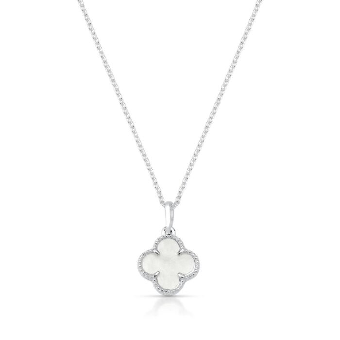 Colar Trevo Branco Prata 925 - Imagem 1