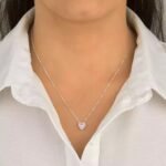 Colar Coração Rosa em Prata 925 com Zircônias Cravejado - Imagem 3