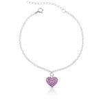 Pulseira Coração Rosa em Prata 925 com Zircônias - Imagem 2